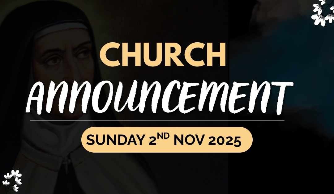 Announcement for Sunday 2nd Nov 2025
